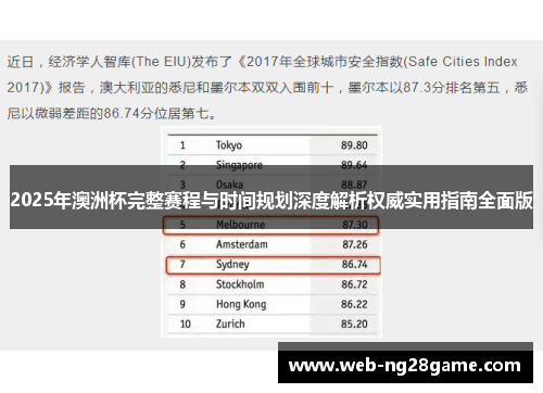 2025年澳洲杯完整赛程与时间规划深度解析权威实用指南全面版