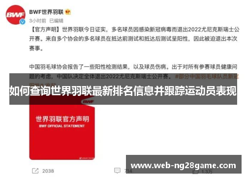 如何查询世界羽联最新排名信息并跟踪运动员表现